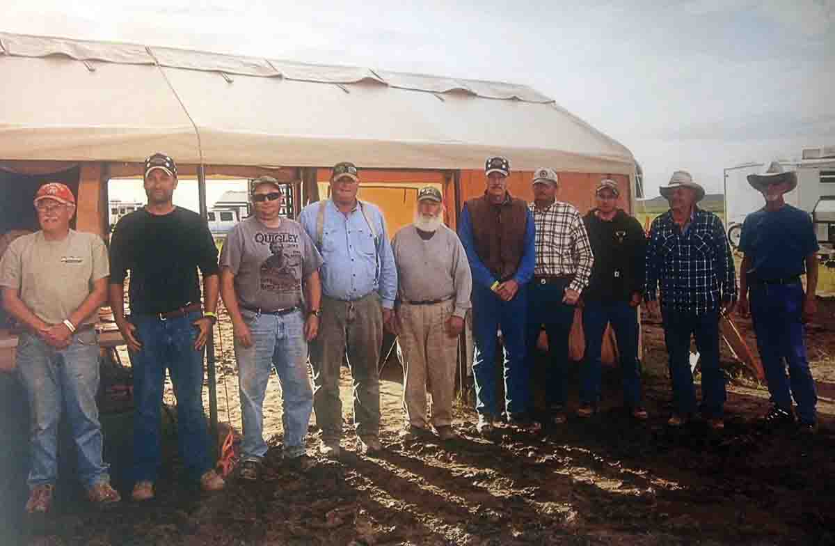 The top 10 shooters were recognized at the closing ceremony (left to right): (1st) John Venhous, Sandpoint, ID, (2nd) Travis Vanden Brink, Suffolk, VA, (3rd) Pat Derenburger, Hardin, MT, (4th) Steve Pattison, Sheridan, WY, (5th) Mike Bucholz, Hotsprings, SD, (6th) Mark Ozburn, Soda Springs, ID, (7th) Ron Vanden Brink, Molt, MT, (8th) Spencer Anderson, Miles City, MT, (9th) Harvey Pennington, Morehead, KY, (10th) Jack Bains, Lubbock, TX.